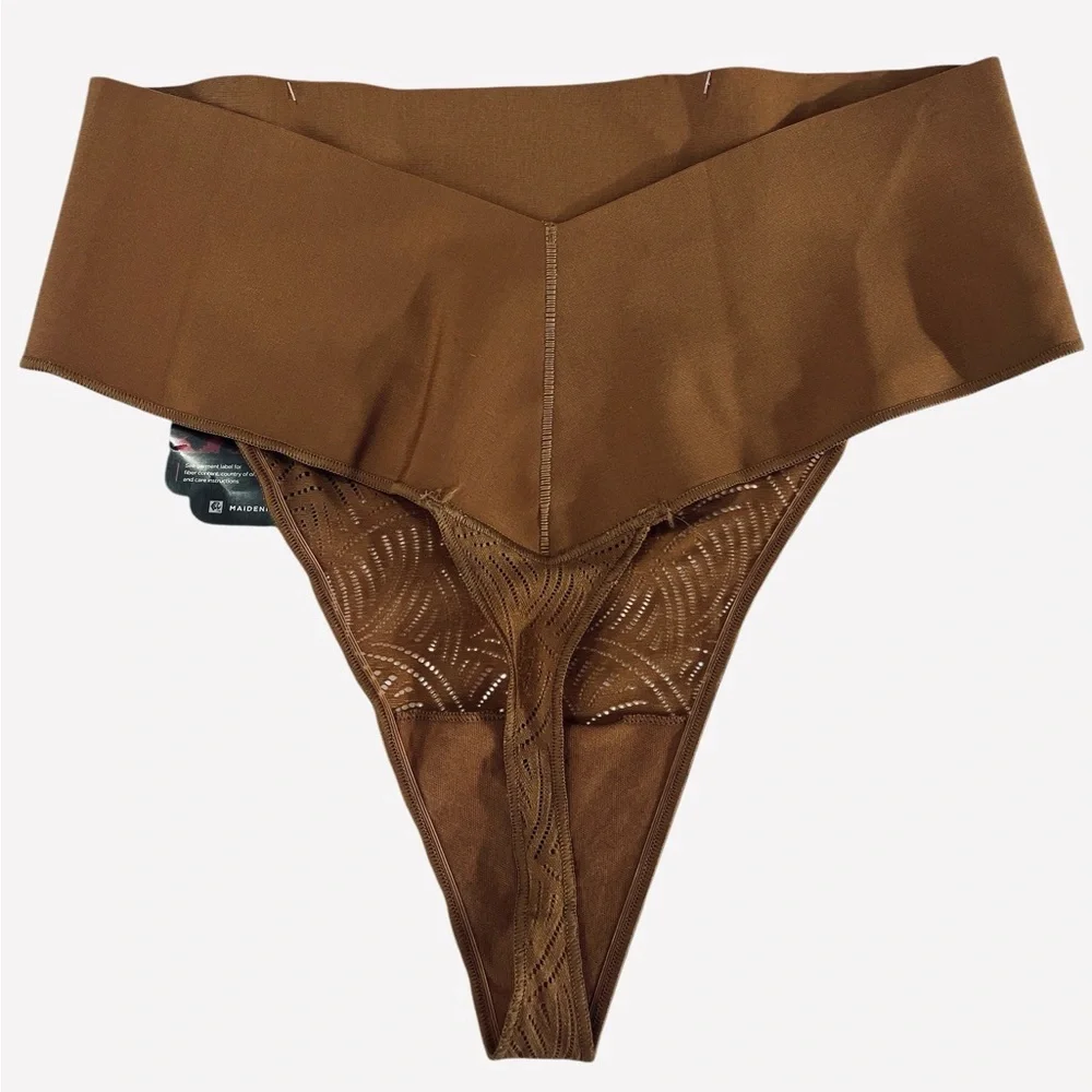 Maidenform Women's Shapewear Thong, Tummy Control Underwear Lace Brown Size 2XL